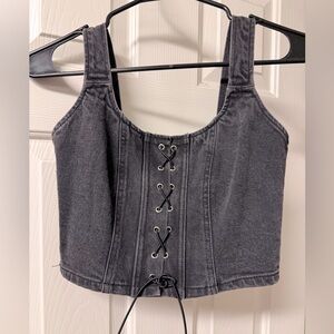 Dark grey black denim corset NEW